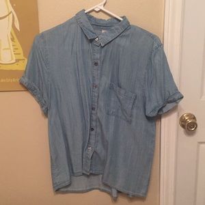 Paper Crane denim short sleeved button up